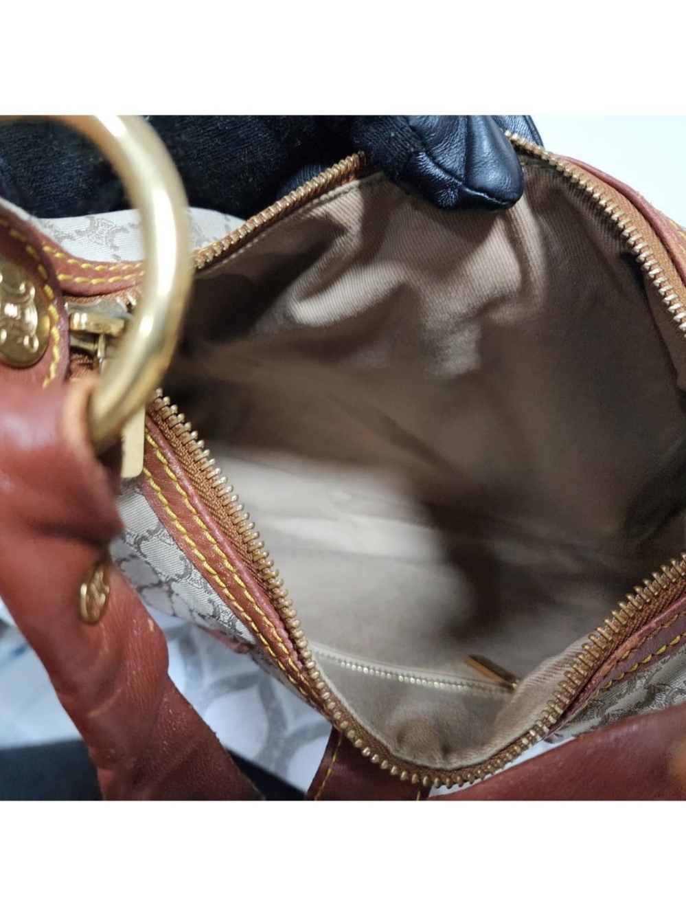 Celine Vintage Macadam Hobo Shoulder Bag Beige/Brown - Picture 14 of 15